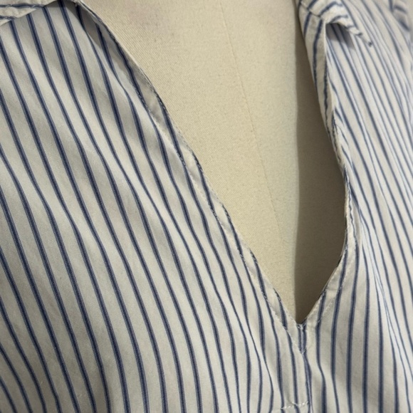 MADEWELL Shirt Dress Mini Blue White Stripe Coastal Cowgirl Preppy Size M Casual - Picture 7 of 10